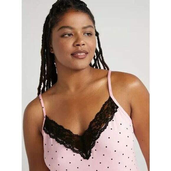 Joyspun Womens Lace Trim Knit Chemise Pink Sz 3X - Picture 3 of 3